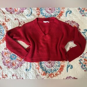 Women's Red Knit Crop Sweater